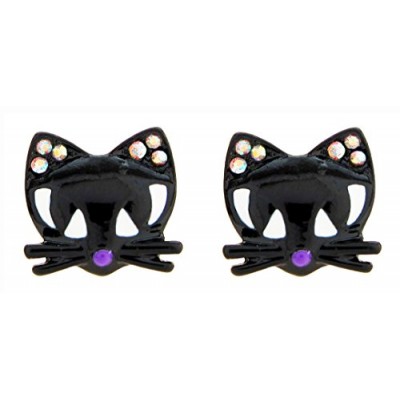 DaisyJewel Halloween Good Fortune Black Cat Stud Earrings