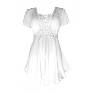 Dare to Wear Victorian Gothic Boho Women's Plus Size Angel Corset Top White/Silver 4X Dare to Wear Victorian Gothic Boho Women's Plus Size Angel Corset Top White/Silver 4X
