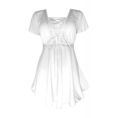Dare to Wear Victorian Gothic Boho Women's Plus Size Angel Corset Top White/Silver 4X