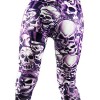 Dawdyfu Gothic Punk Sexy Skull Print Leggings Tights Pants (purple)