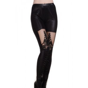 Lace-up Faux Leather Gothic Tight Pants Lace-up Faux Leather Gothic Tight Pants