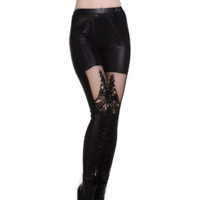 Lace-up Faux Leather Gothic Tight Pants