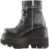 Women's Demonia SHAKER-50 Stacked Wedge Platform Ankle Boot Black 8