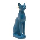 Discoveries Egyptian Imports - Classical Blue Bastet Cat Statue with Earring - Made in Egypt