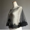 Dobelove Women's Wedding Cape Evening Wrap Shoulder Covers Lace Edge (Black)