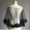 Dobelove Women's Wedding Cape Evening Wrap Shoulder Covers Lace Edge (Black)