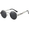 Dollger John Lennon Round Sunglasses Steampunk Metal Spring Frame Mirror Lens (Black Lens+ Silver Frame)