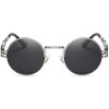 Dollger John Lennon Round Sunglasses Steampunk Metal Spring Frame Mirror Lens (Black Lens+ Silver Frame)