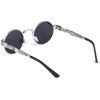 Dollger John Lennon Round Sunglasses Steampunk Metal Spring Frame Mirror Lens (Black Lens+ Silver Frame)