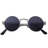 Dollger John Lennon Round Sunglasses Steampunk Metal Spring Frame Mirror Lens (Black Lens+ Silver Frame)
