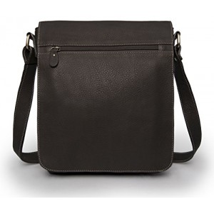 Leather Messenger Bag - Vertical Laptop Briefcase Shoulder Slingbag (Chocolate)