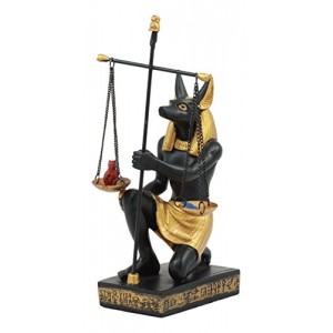 Ebros Classical Egyptian God Of The Afterlife Anubis Holding The Scales of Justice Statue 7.75"Tall Jackal Dog Deity Anubis Weighing Heart Against ...