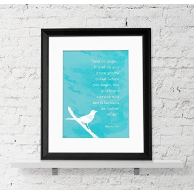 Harper Lee Real Courage Fine Art Print. To Kill a Mockingbird Quote Poster