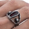 Elfasio Men's Stainless Steel Band Ring Gothic Vampire Skeleton Bloody Red Enamel Coffin Bike (size 8)