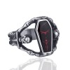 Elfasio Skull Rings for Men Stainless Steel Gothic Vampire Bloody Red Enamel Coffin Bike Jewelry Size 8