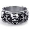 Stainless Steel Tribal Cross Skeleton Spinner Gothic Black Silver Ring