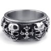 Stainless Steel Tribal Cross Skeleton Spinner Gothic Black Silver Ring