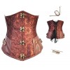 ErQi 2918 Steam Punk Rock Underbust Corset Costume Steel Boned Medium Brown