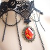 Eternity J. Vintage Fringed Rhinestone Pendant Gothic Necklace Victorian Lolita Palace Princess Choker