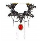 Eternity J. Vintage Fringed Rhinestone Pendant Gothic Necklace Victorian Lolita Palace Princess Choker