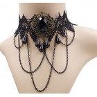 Eternity J. Vintage Princess Lolita Lace Victorian Necklace Edwardian Vampire Gothic Choker Pendant (Black2)