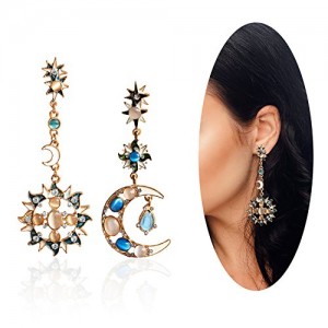 Eternity J. Vintage Retro Princess Palace Royal Court Victorian Circle Hoop Rhinestone Moon Sun Dangle Earring Gothic Baroque Bohemian Drop Earrings Eternity J. Vintage Retro Princess Palace Royal Court Victorian Circle Hoop Rhinestone Moon Sun Dangle Earring Gothic Baroque Bohemian Drop Earrings