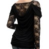 eVogues Plus size Floral Lace Sleeve Top Black - 3X