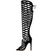 Fashion Thirsty Womens Cut Out Lace Knee High Heel Boots Gladiator Sandals Strappy Size 9