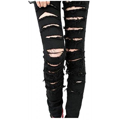 Black Punk Rock Ripped Skinny Jeans Leggings 