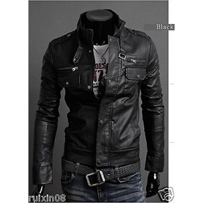 Punk Bomber Slim Fit Faux Leather Jacket Blazer