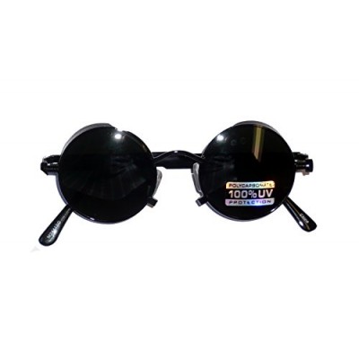 2441/95 (Antique Black) Lennon Style Steampunk Glasses