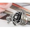Flongo Womens Ladies Gothic Stainless Steel Rose Flower Vine Band Ring, Size 7