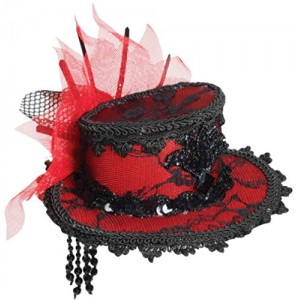 Forum Novelties Women's Costume Black Lace Mini Hat, Red/Black, One Size