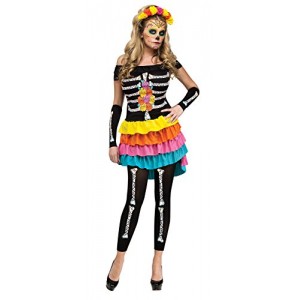 Fun World Women's Dia De Los Muertos Adult Costume, Black, Small/Medium Fun World Women's Dia De Los Muertos Adult Costume, Black, Small/Medium