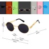 GAMT Retro Metal Hipster Steampunk Round Style Coating Mirrored Sunglasses Gold-grey