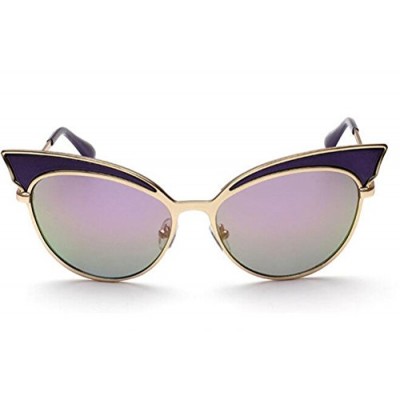 GAMT Trend Retro Sexy Cat Eye Sunglasses Yurt Sun Glasses Purple Frame Purple Green Lens