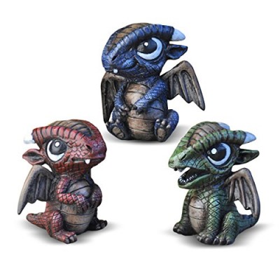 Georgetown Home & Garden Miniature Baby Dragons Assorted Garden Decor, Set of 3