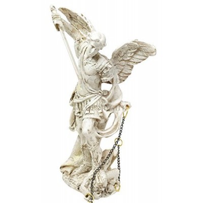 Holy Archangel Saint Michael The Protector Warrior Collectible Figurine General of God's Army Sacrament of Holy The Eucharist In Ivory Tone Finish