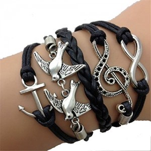 Best Era Birds Music Black Bracelet Multilayer Braided Friendship Bracelets Best Era Birds Music Black Bracelet Multilayer Braided Friendship Bracelets