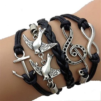 Best Era Birds Music Black Bracelet Multilayer Braided Friendship Bracelets