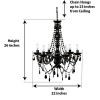 The Original Gypsy Color 6 Light Large Black Chandelier H26" W22", Black Metal Frame with Black Acrylic Crystals
