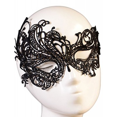Happy Sailed Women's Halloween Masquerade Party Gothic Black Lace Mask, One Size Black