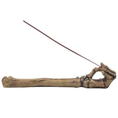 Bone Chilling Skeleton Arm and Hand Incense Stick Holder Display Stand Figurine for Scary Halloween Decorations or Medieval Art & Gothic Home Decor...