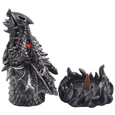 Magical Fire Breathing Dragon Head Incense Burner Holder for Scented Cones in Mythical Statues & Sculptures As Gothic Style Medieval Home Decor for...