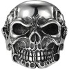 HooAMI Skull Bone Gothic Vintage Biker Stainless Steel Men's Ring Silver Black,Size 13