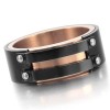 INBLUE Men's Stainless Steel Ring Band Black Gold Tone Size7