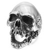 INBLUE Men's Stainless Steel Ring Silver Tone Skull Size8
