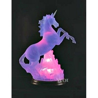 Frosted Unicorn Statue Mythical Horse Figure Light Up Color Glowing Night Light