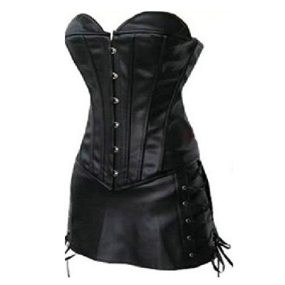  Faux Leather Corset Bustier Skirt/Mini Dress - Plus Size