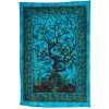 Jaipur Handloom Exclusive Turquoise Boho Tree of Life Tapestry by Tie and Dye Blue Dorm Tapestry, Hippie Gypsy Wall Hanging New Age Dorm Tapestry